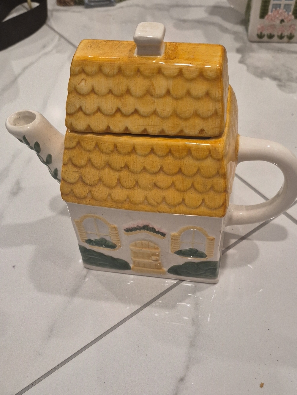 Yellow Cottage Ceramic Teapot - Decorative Home & Kitchen Accessory